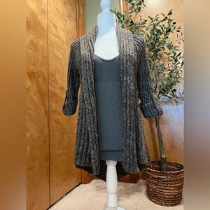 BCBG Maxazria Cardigan Sweater Gray Hi Low 3/4 Sleeve Women's Size Small